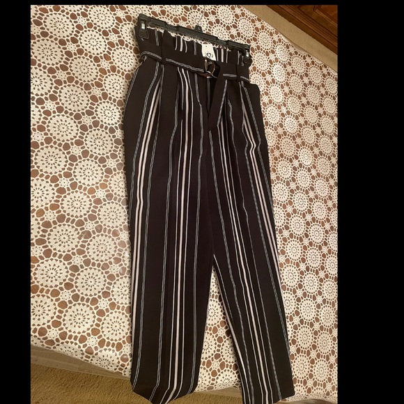 Miss Selfridge Pants - Black and white high waisted trousers